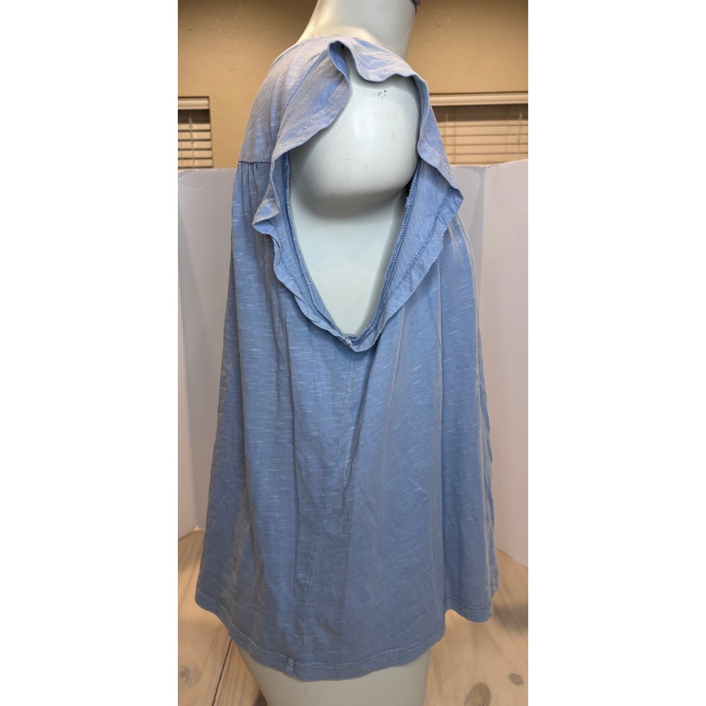 Lucky Brand Womens Blue Embroidered Cap Sleeve Cotton Top 7WP8333 SZ Large Boho - Picture 12 of 16